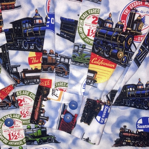 Maxx boxer train engine locomotive button down long sleeve size medium - Picture 3 of 8